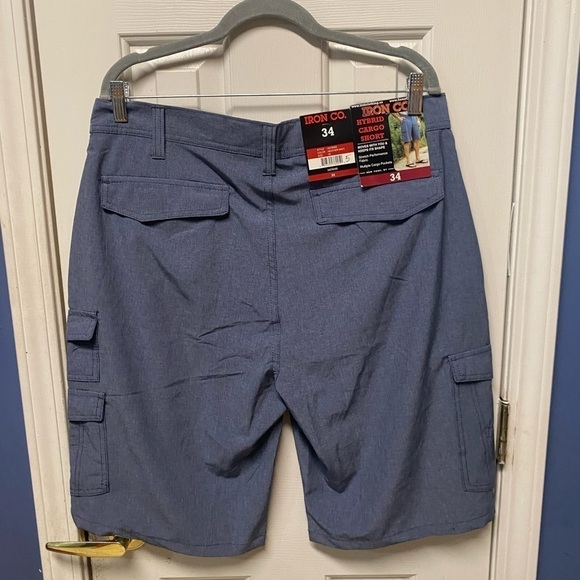 IRON CO. Stretch Cargo   Shorts  Blue  Gray  Size 34  NWT - Picture 3 of 8